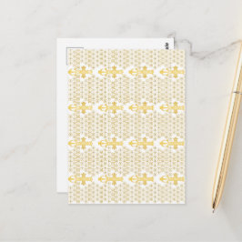 Ethiopian Orthodox Cross Pattern Gold on white Postkarte