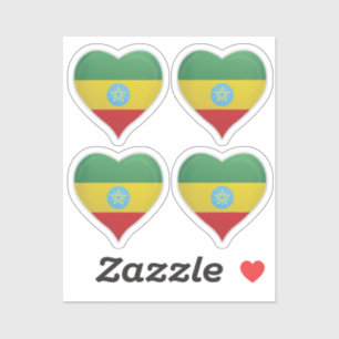 Ethiopie amour drapeau orgueil autocollant coeur
