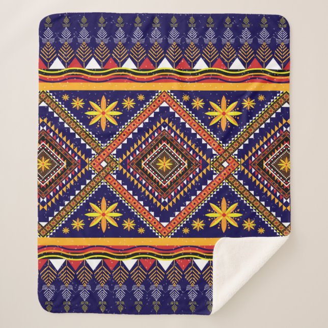 Ethisch-orientalisches Ikat-Muster Sherpadecke (Vorderseite)