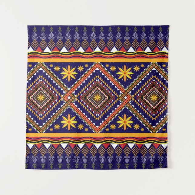 Ethisch-orientalisches Ikat-Muster Wandteppich (Vorderseite)