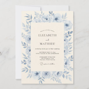Ethische Hochzeit in Eisigem Azurblau Einladung