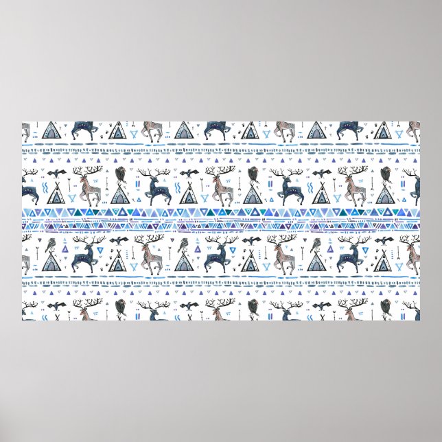 Ethische Stammesstruktur nahtlos mit Tieren und dr Poster (Vorne)