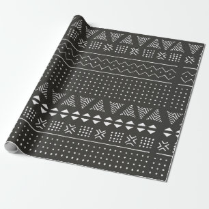 Ethische Struktur der Stämme Schwarz/Weiß mit ge Geschenkpapier