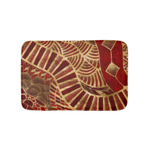 Ethische Tribal Ornament Red and Gold Badematte