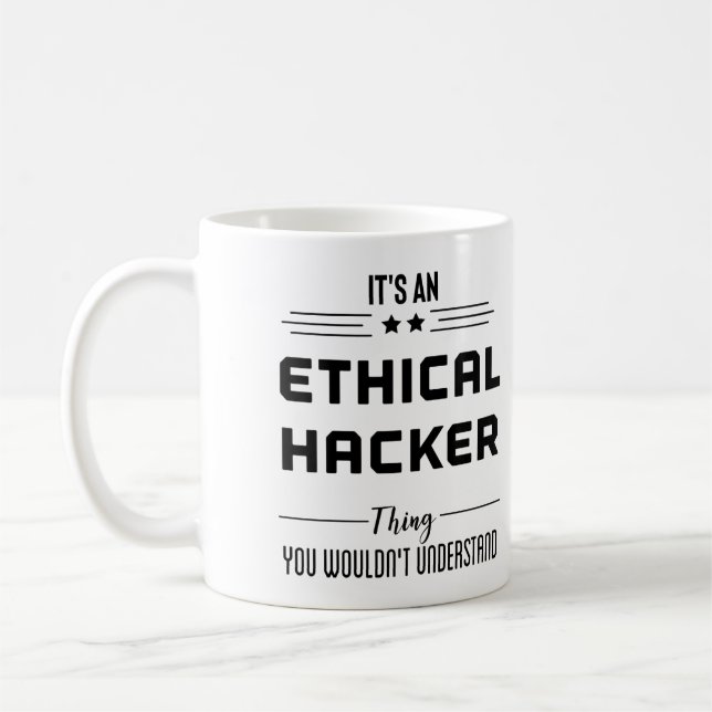 Ethischer Hacker Cybersecurity - Sicherheitsszenar Kaffeetasse (Links)