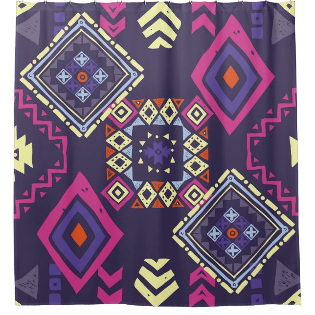 Ethischer, primitiver geometrischer Hintergrund de Duschvorhang (Vorderseite)