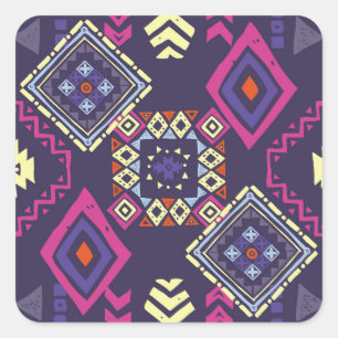 Ethischer, primitiver geometrischer Hintergrund de Quadratischer Aufkleber