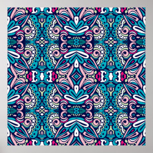 Ethisches Flickwerk. Abstraktes geometrisches Mosa Poster