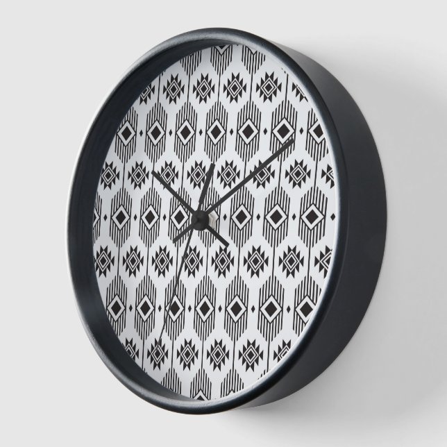 Ethisches geometrisches Schwarzweißmuster Uhr (Winkel)