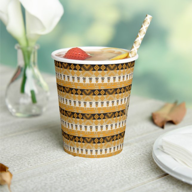 Ethnic Adinkra African Golden Pattern Paper Cups Pappbecher (In Situ)