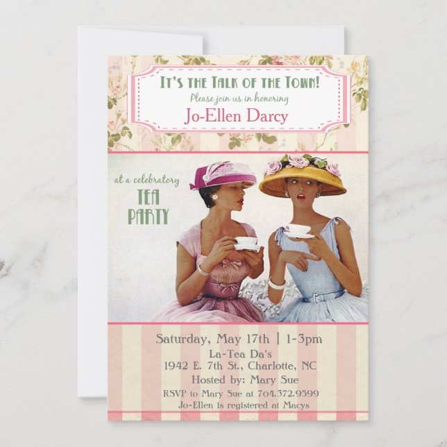 Ethnic African American Retro Tea Party Invitation (Devant)