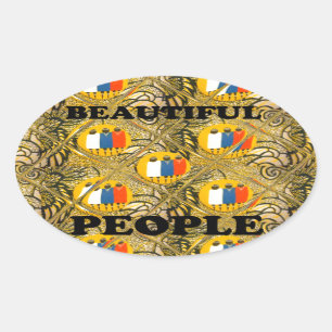 Ethnic African Art Design Print: Schöne Menschen Ovaler Aufkleber