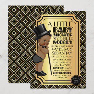 Ethnic Art Deco Vintag Black & Gold 1920er Junge Einladung