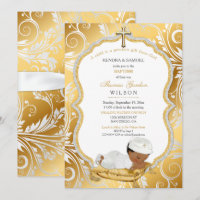 Ethnic Baby Boy Taufe Christening Gold Cross