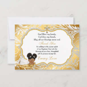 Ethnic Baby Girl Baptism Gold Cross Merci