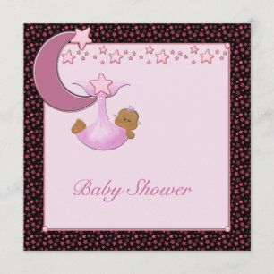 Ethnic Baby Girl Moon & Stars Einladung