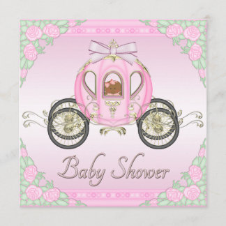 Ethnic Baby Princess Coach Pink Roses Baby Dusche Einladung