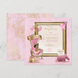 Ethnic Baby Princess Crown Gold Pink Royal Einladung