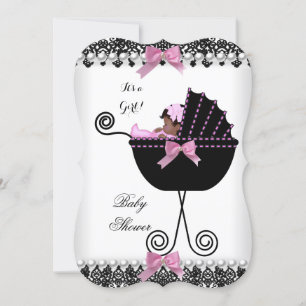 Ethnic Baby Shower Baby Girl Pink Schwarz-weiße Sp Einladung