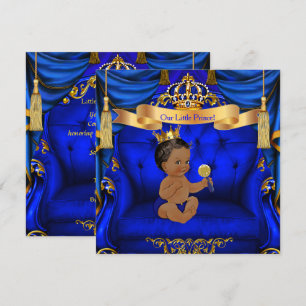 Ethnic Baby Shower Boy Prince Royal Blue Gold Einladung