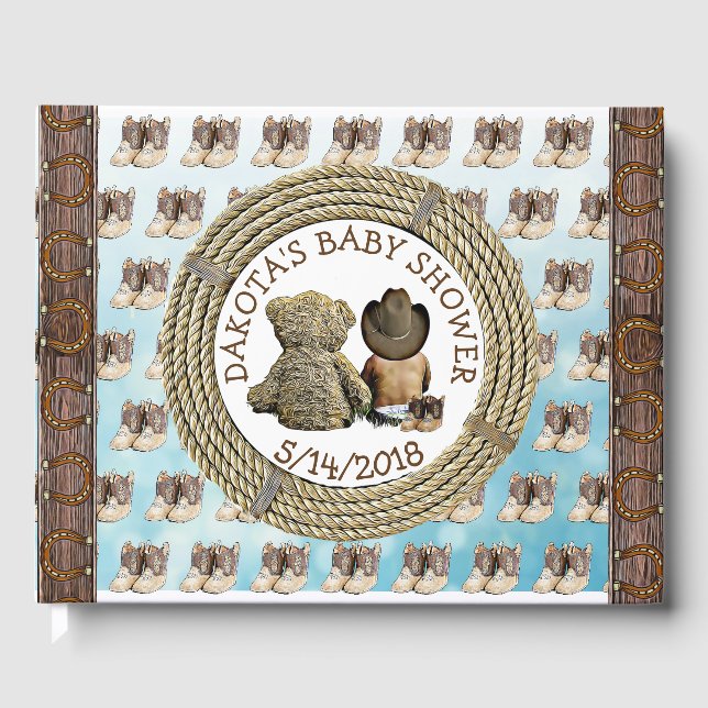 Ethnic Baby Shower Guest Book, Baby Lil Cowboy Gästebuch (Vorderseite)