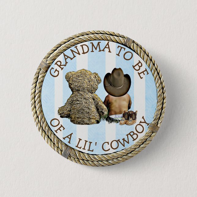 Ethnic bald Oma eines Lil Cowboy Button (Vorderseite)