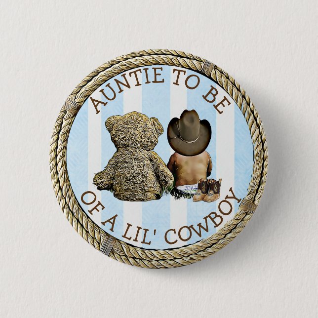 Ethnic Bald zu Tante eines Lil Cowboy Button (Vorderseite)