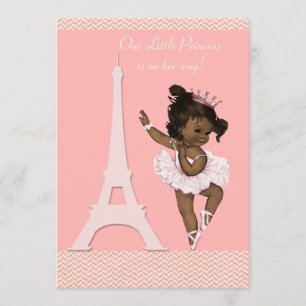 Ethnic Ballerina Eiffel Tower Chevrons Baby Dusche Einladung