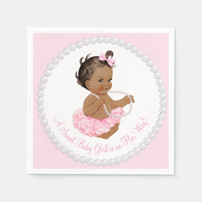 Ethnic Ballerina Tutu Pearl Baby Dusche Serviette (Vorderseite)