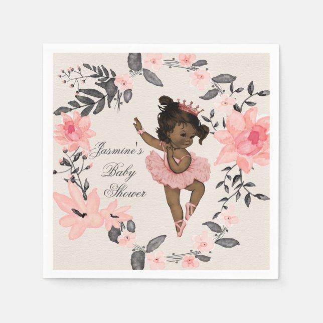 Ethnic Ballerina Watercolor Kinderdusche Serviette (Vorderseite)
