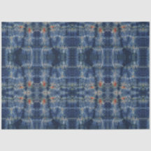 Ethnic Blue Gefärbte Krawatte Traditioneller Muste