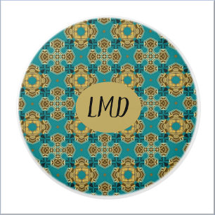 Ethnic Blue Green marokkanische Tile Keramikknauf