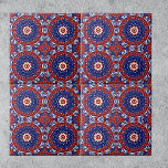 Ethnic Blue Red White Mosaic Geometric Muster Fliese<br><div class="desc">Dieses dekorative Keramik Fliesendesign verbindet geometrische Formen in Blau,  Rot und Weiß,  um in jedem Raum einen lebendigen Akzent zu schaffen.</div>