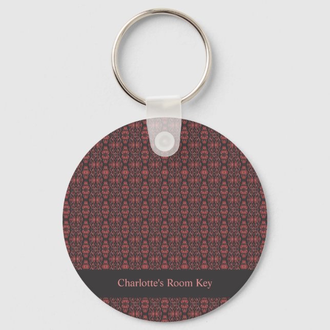 Ethnic Boho Antikes Muster Braun rosa Rot Schlüsselanhänger (Vorderseite)