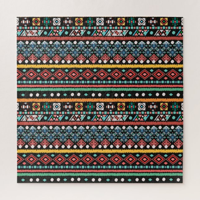 Ethnic Boho: Geometrische Pixel Print (Vertikal)