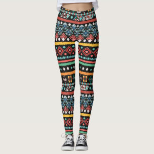 Ethnic Boho: Geometrische Pixel Print Leggings