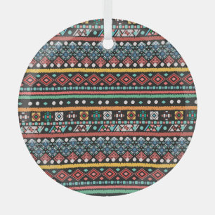Ethnic Boho: Geometrische Pixel Print Ornament Aus Glas