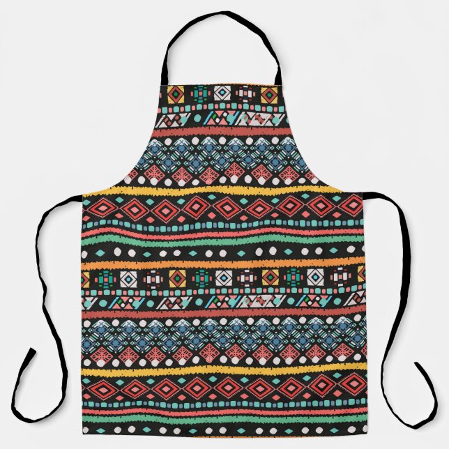 Ethnic Boho: Geometrische Pixel Print Schürze (Vorderseite)