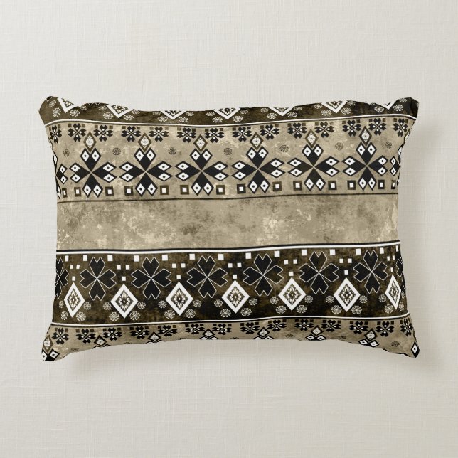 Ethnic Boho Grunge: farbenfrohe Muster Dekokissen (Vorderseite)