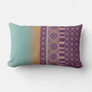 Ethnic Boho Muster Mix Ombre Lila Aquamarin Lendenkissen