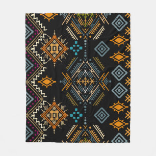 Ethnic Boho Ornament Nahtloses Muster Fleecedecke