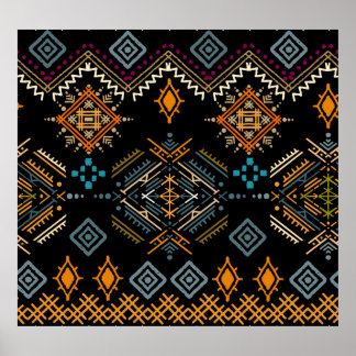 Ethnic Boho Ornament Nahtloses Muster Poster