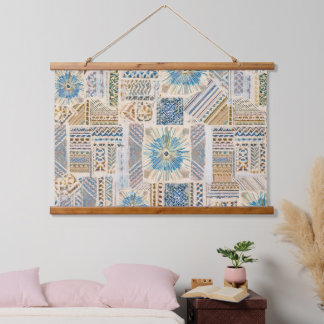 Ethnic Boho Patchwork Wall Hanging Wandteppich Mit Holzrahmen