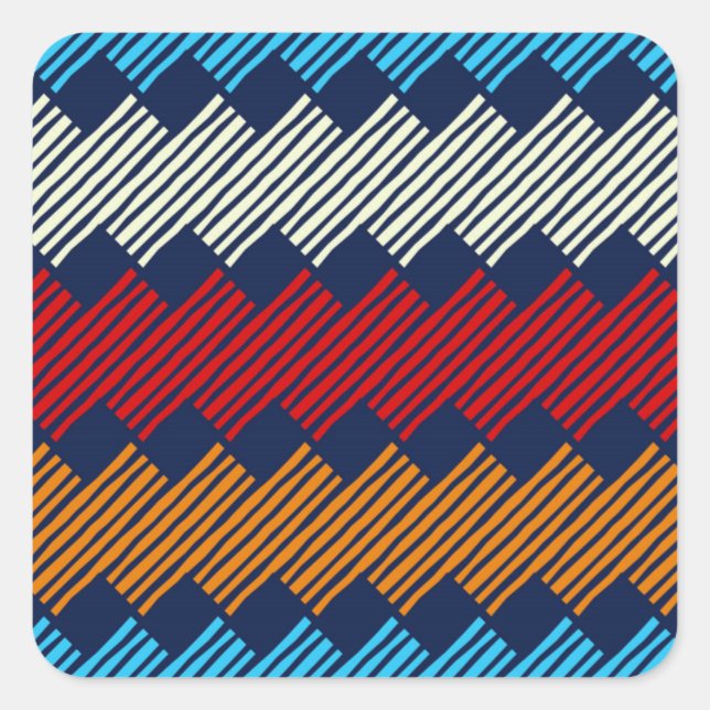 Ethnic Boho Pattern Lace Stickerei auf Stoff Quadratischer Aufkleber (Vorderseite)