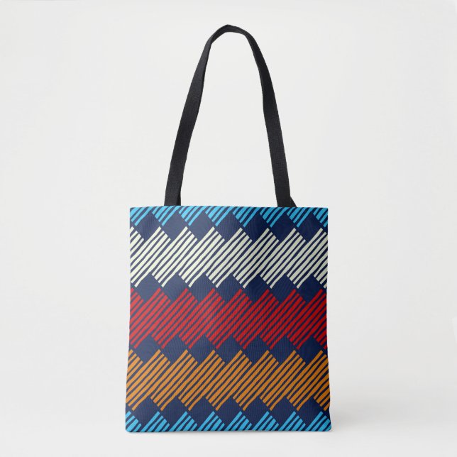 Ethnic Boho Pattern Lace Stickerei auf Stoff Tasche (Vorderseite)