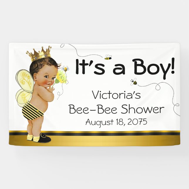 Ethnic Boy Bee Baby Dusche Banner (Horizontal)