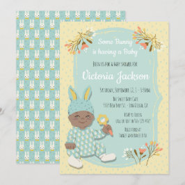 Ethnic Boy Bunny Outfit Baby Dusche Einladungen