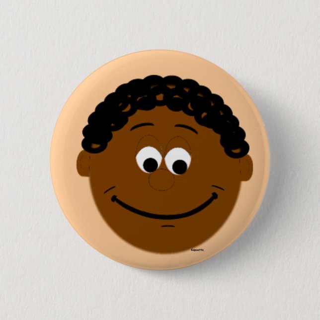 Ethnic Boy Face Dark Lmiles Button Abzeichen (Vorderseite)