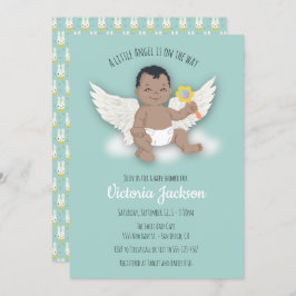 Ethnic Boy petit ange bébé invitations à la douche