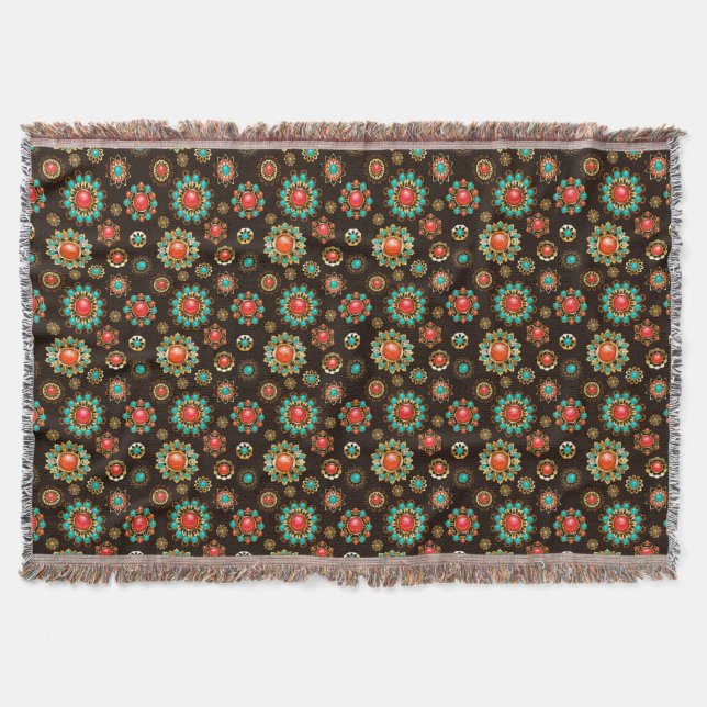 Ethnic Brooches Nahtloses Muster Decke (Vorderseite)
